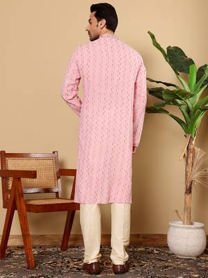 Pink embroidery kurta straight cotton kurta 3