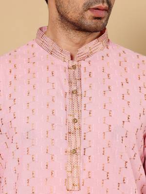 Pink embroidery kurta straight cotton kurta 4