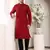 red straight viscose silk embroidered kurta