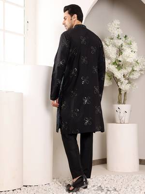 blue straight rayon silk embroidered kurta 3