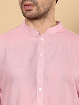 pink straight viscose silk plain kurta 4