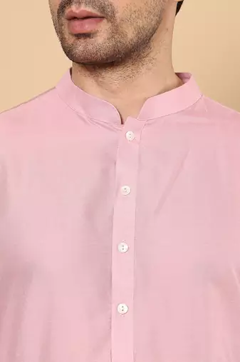 pink straight viscose silk plain kurta