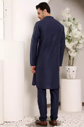 black straight viscose silk plain kurta