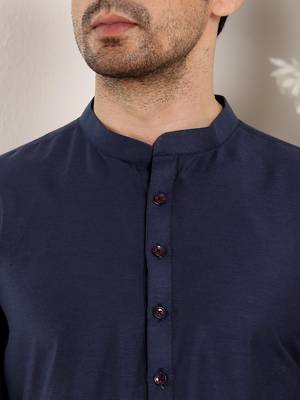 black straight viscose silk plain kurta 4