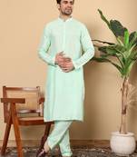 sea green straight viscose silk plain kurta