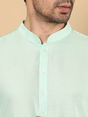sea green straight viscose silk plain kurta 4