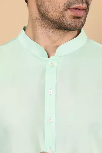 sea green straight viscose silk plain kurta