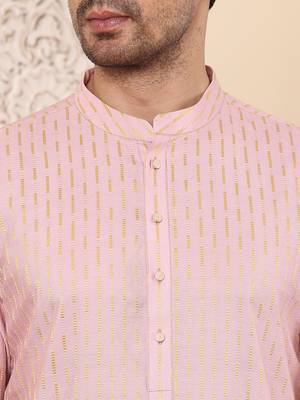 pink straight viscose silk embroidered kurta 4