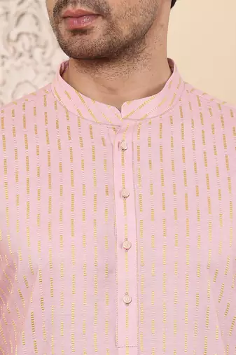 pink straight viscose silk embroidered kurta