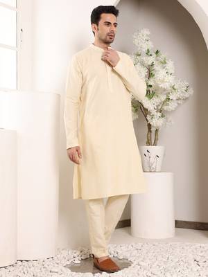 cream straight viscose silk plain kurta 2