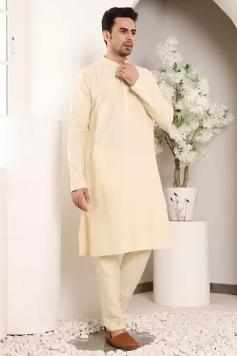 cream straight viscose silk plain kurta