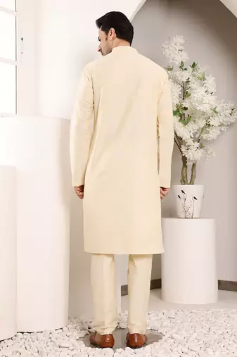 cream straight viscose silk plain kurta