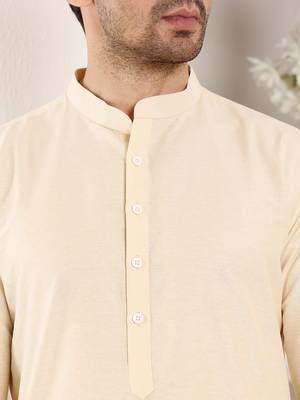cream straight viscose silk plain kurta 4