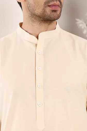 cream straight viscose silk plain kurta