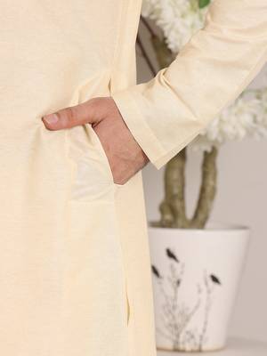 cream straight viscose silk plain kurta 5