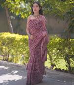 Maroon kota doria sarees with white leafy all over print