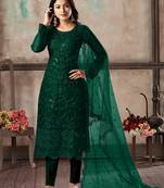 Green embroidery net straight-suits