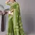 green Pure soft cotton hand block batik print saree with blouse piece