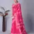 pink Pure soft cotton hand block batik print saree with blouse piece