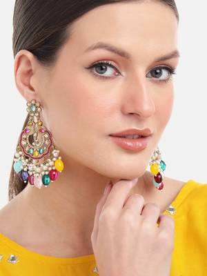 Contemporary beads & stones studded drop and dangler indian earrings 1