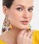 Contemporary beads & stones studded drop and dangler indian earrings