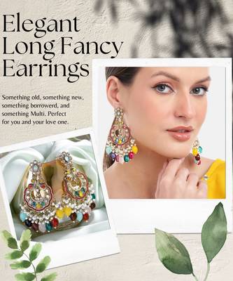 Contemporary beads & stones studded drop and dangler indian earrings 4