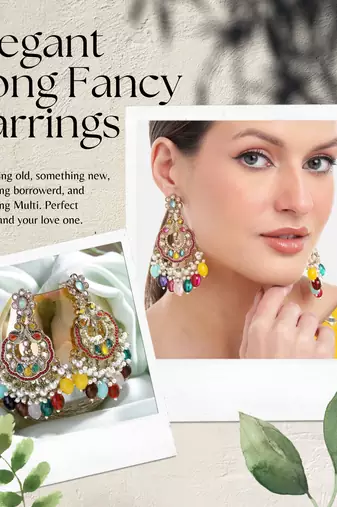Contemporary beads & stones studded drop and dangler indian earrings