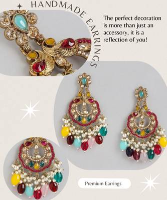 Contemporary beads & stones studded drop and dangler indian earrings 5