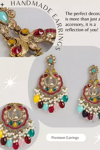Contemporary beads & stones studded drop and dangler indian earrings