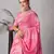 Pink Pure soft cotton hand block batik print saree with blouse piece