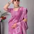 wine Pure soft cotton hand block batik print saree with blouse piece