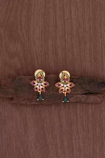  ruby emerald earrings one gram gold