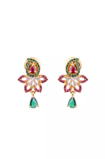 ruby emerald earrings one gram gold