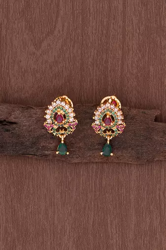  ruby emerald earrings one gram gold