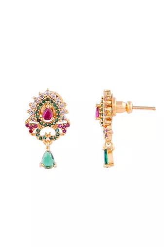  ruby emerald earrings one gram gold