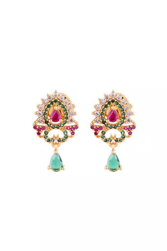  ruby emerald earrings one gram gold
