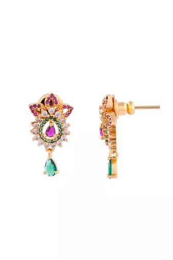  ruby emerald earrings one gram gold
