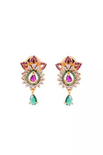  ruby emerald earrings one gram gold