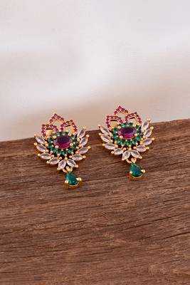  ruby emerald earrings one gram gold 2