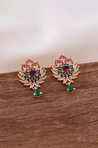  ruby emerald earrings one gram gold