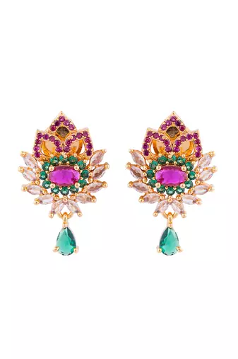  ruby emerald earrings one gram gold