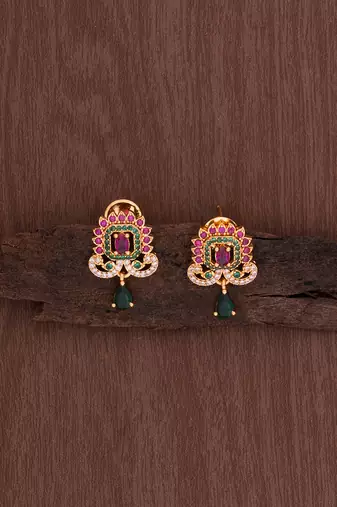  ruby emerald earrings one gram gold