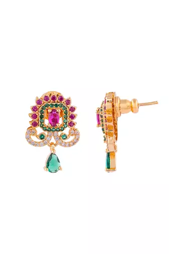  ruby emerald earrings one gram gold