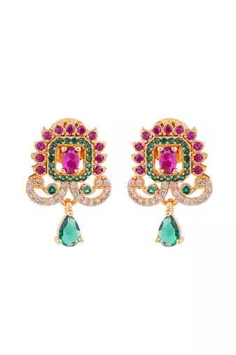  ruby emerald earrings one gram gold