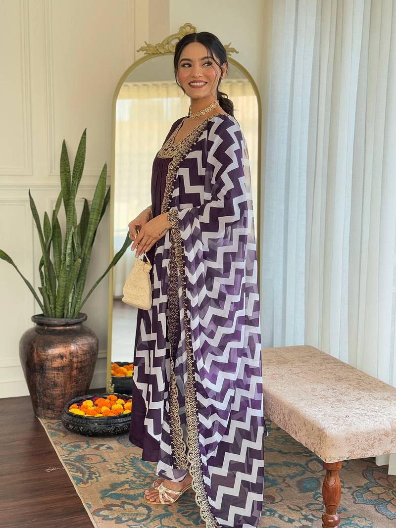 Embroidered BSY Viscose Fabric Straight Kurta, Pant and Dupatta Set