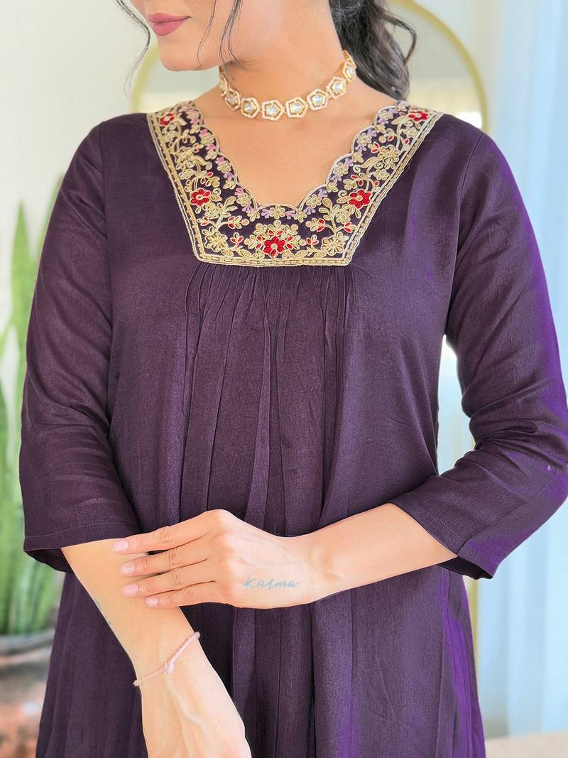 Embroidered BSY Viscose Fabric Straight Kurta, Pant and Dupatta Set