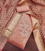 rust viscose hand work unstitched dress material