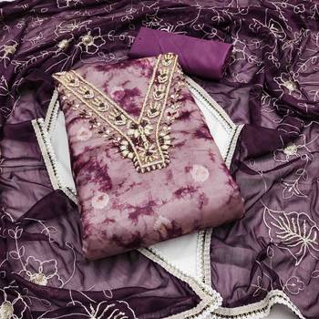 wine organza banarasi handwork unstitched dress material 2