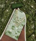 green organza banarasi handwork unstitched dress material