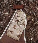 brown organza banarasi handwork unstitched dress material